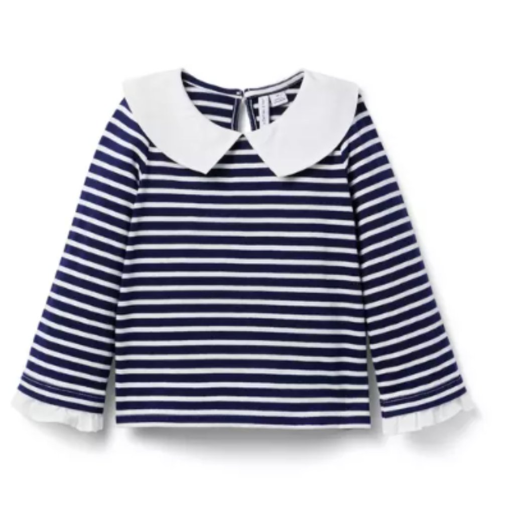 Janie And Jack Merchant Marine Striped Collared Top Girls 10 New Nautical Cotton